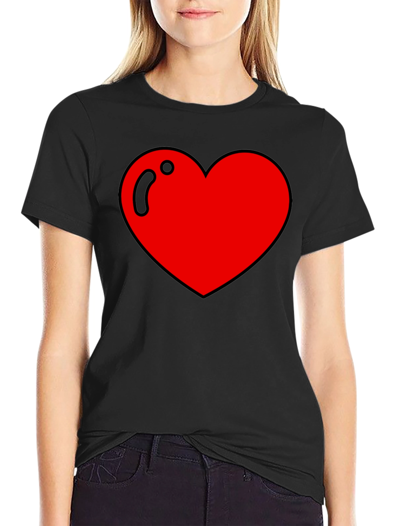 Bold Heart Graphic Tee - Black