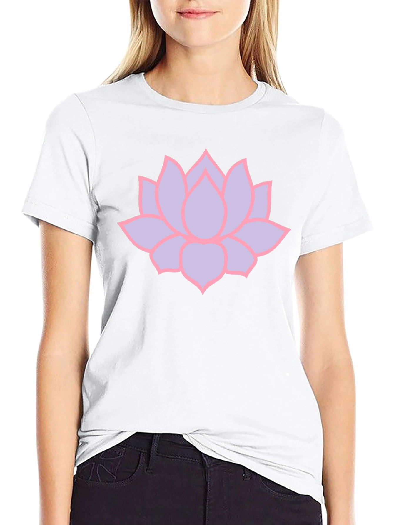 Lotus Flower Graphic Black T-Shirt