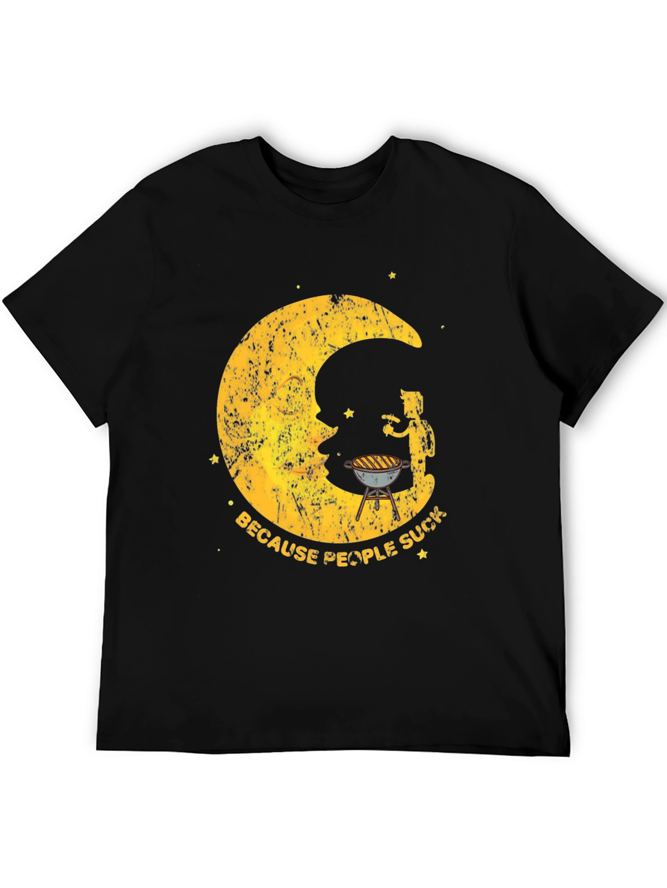 BBQ Moon Mens Black Graphic T-Shirt