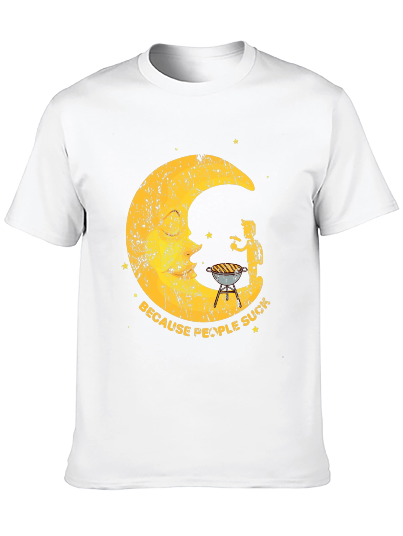 BBQ Moon Mens Black Graphic T-Shirt