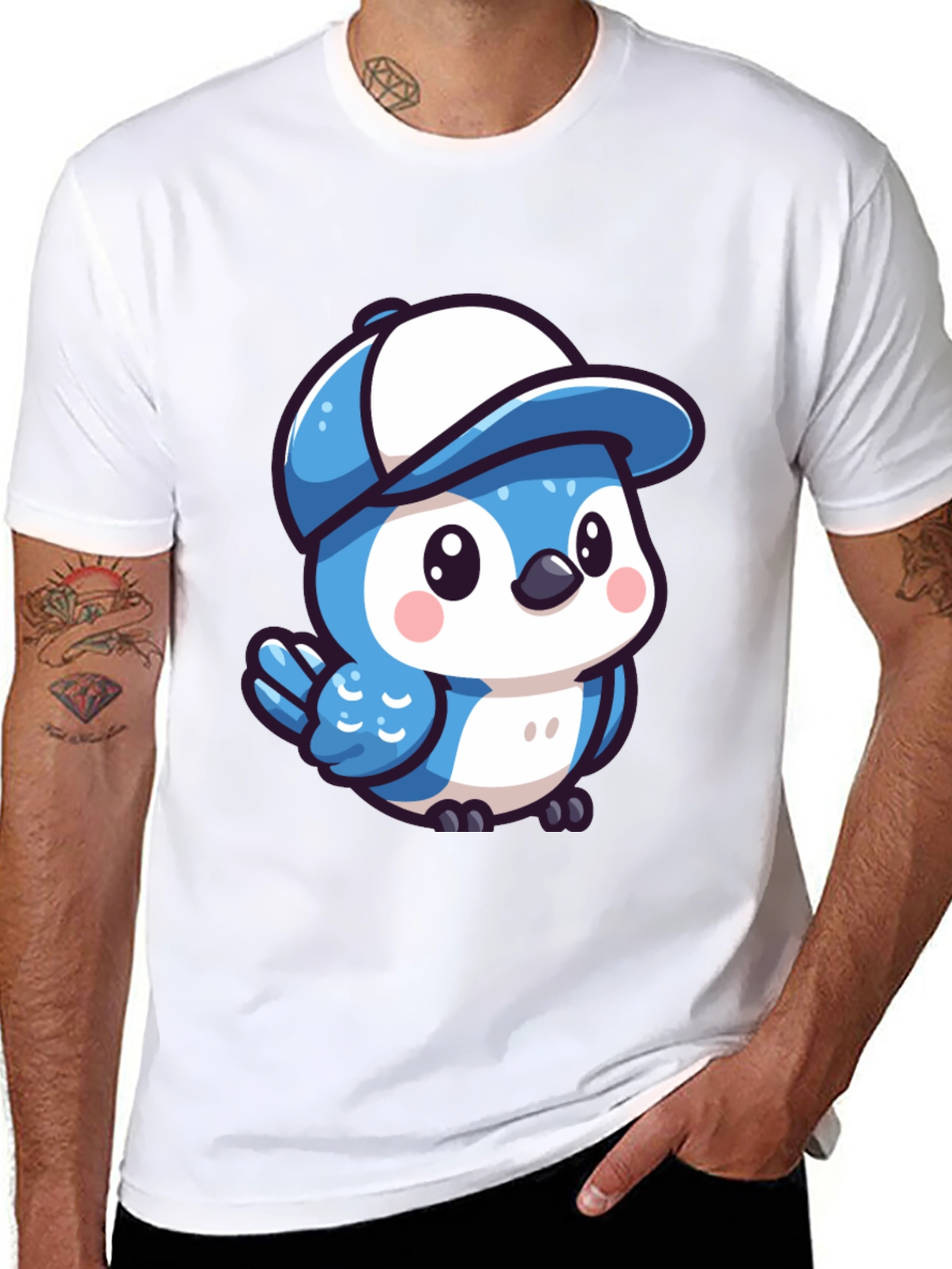 Blue Birdie T-Shirt - Cartoon Style