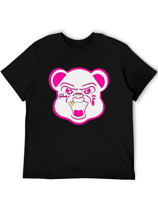 Black T-Shirt with Goldteeth Bear Graphic