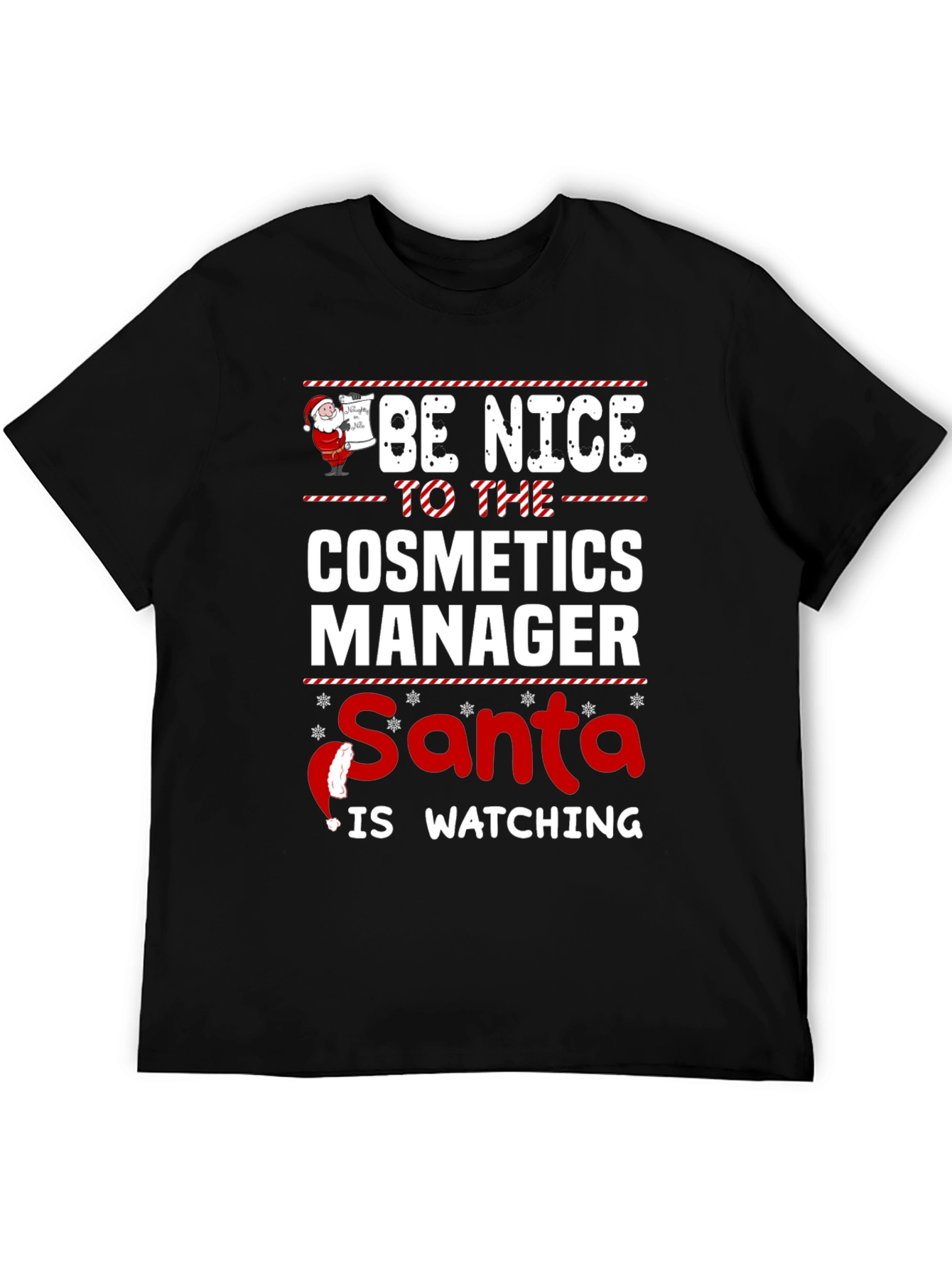 Cosmetics Manager Santa Watching Christmas T-Shirt