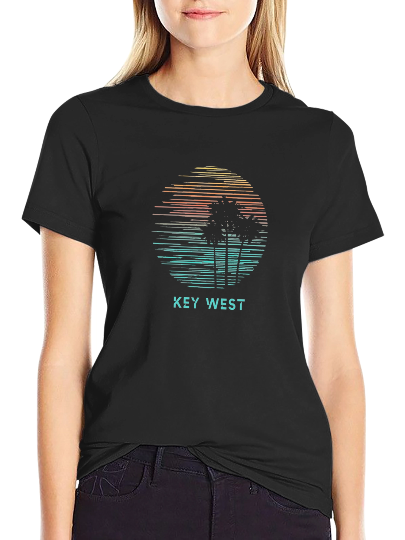 Key West Sunset Palm Tee - Graphic Print