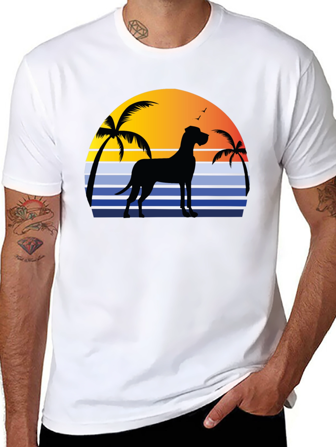Great Dane Sunset T-Shirt - Beach Dog Tee