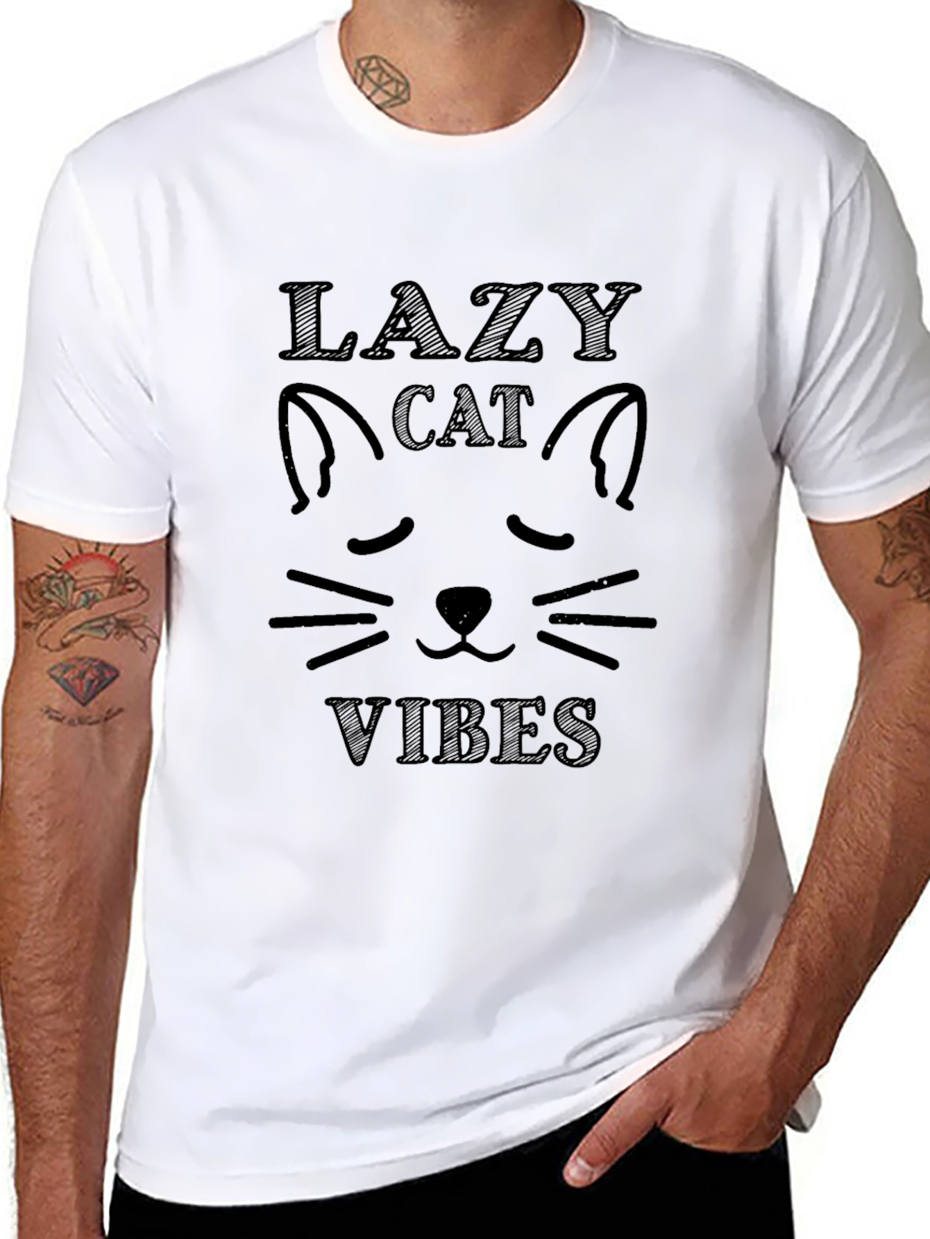 Lazy Cat Vibes T-Shirt - Relaxed Fit