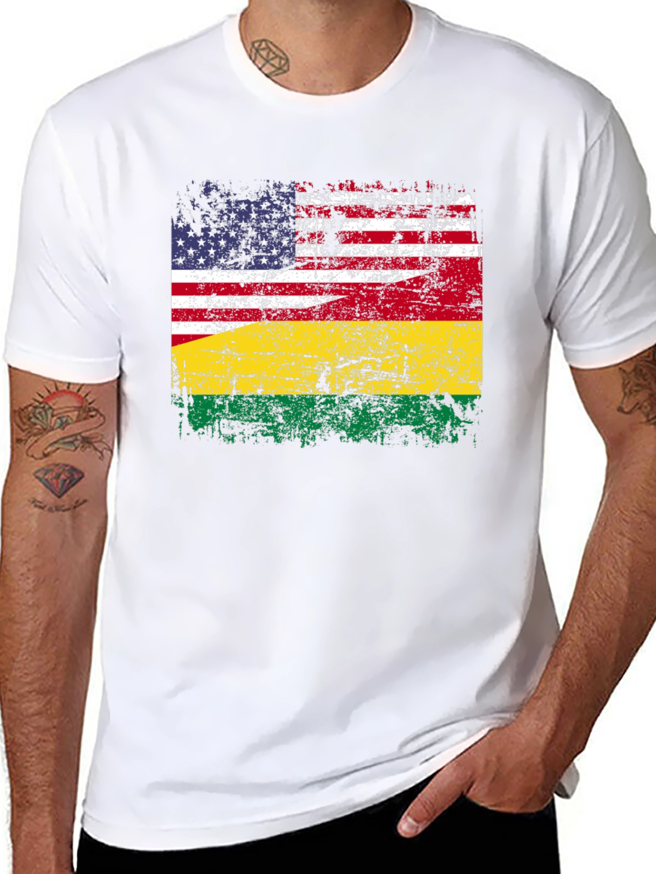 USA & Bolivia Flag Distressed T-Shirt
