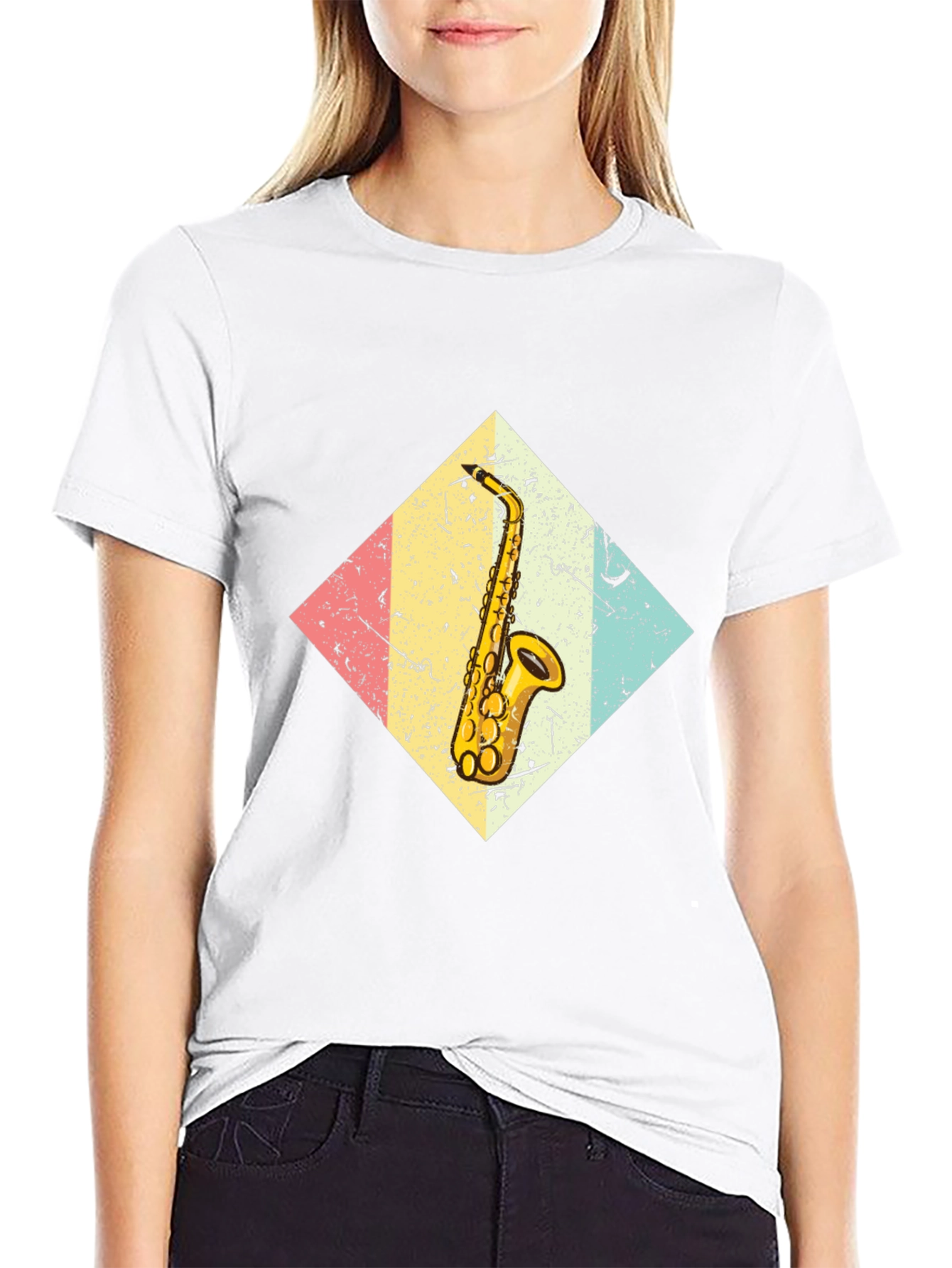 Saxophone Graphic Tee - Retro Music Shirt