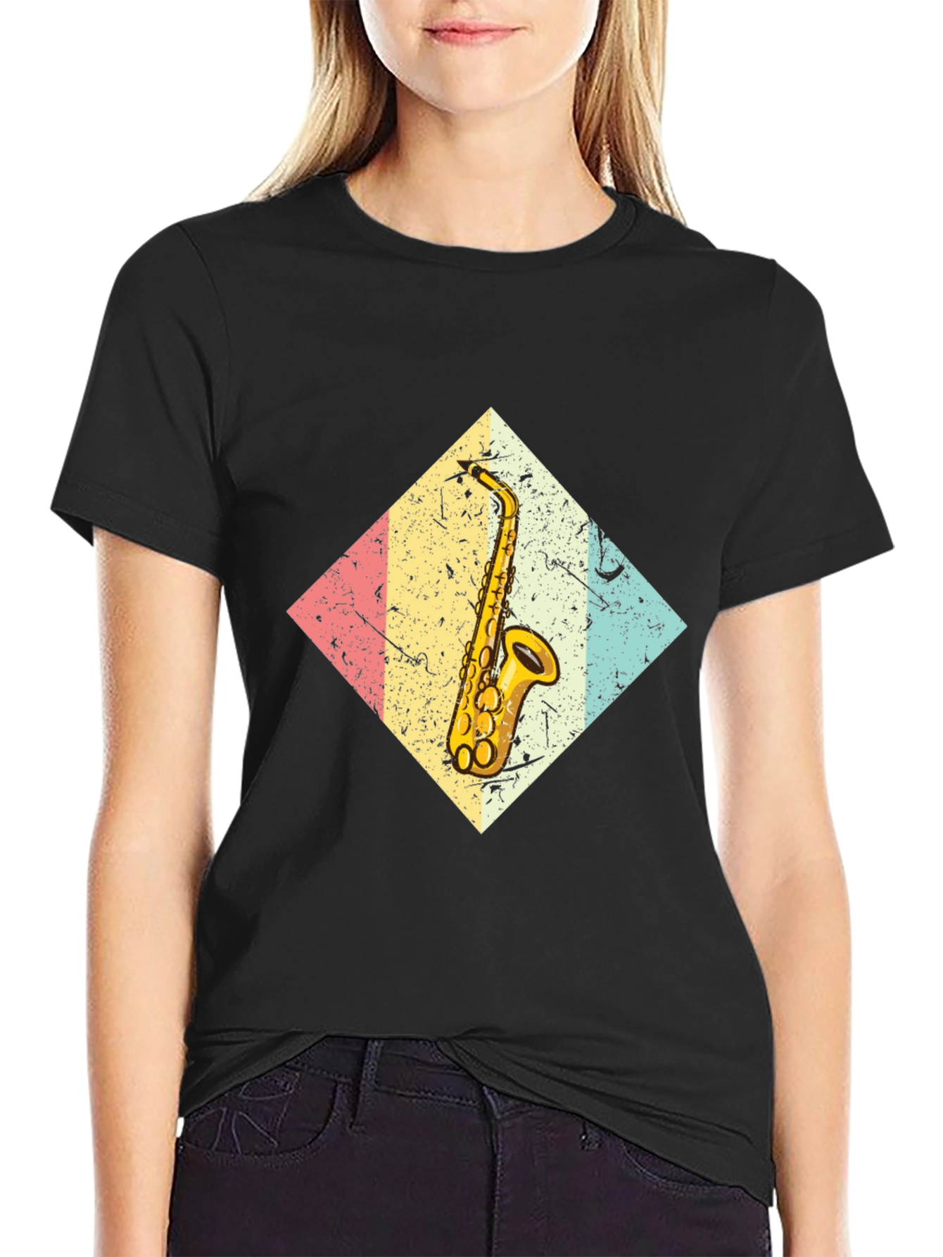 Saxophone Graphic Tee - Retro Music Shirt
