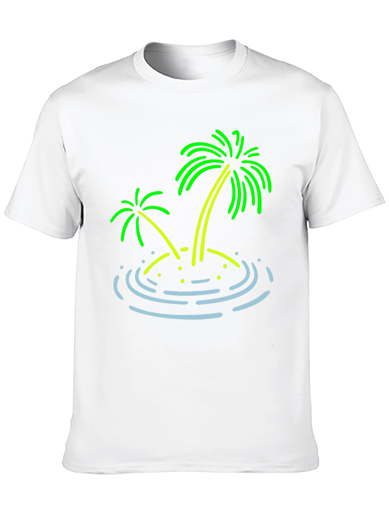 Island Palm Tree Graphic Tee - Black Cotton T-Shirt