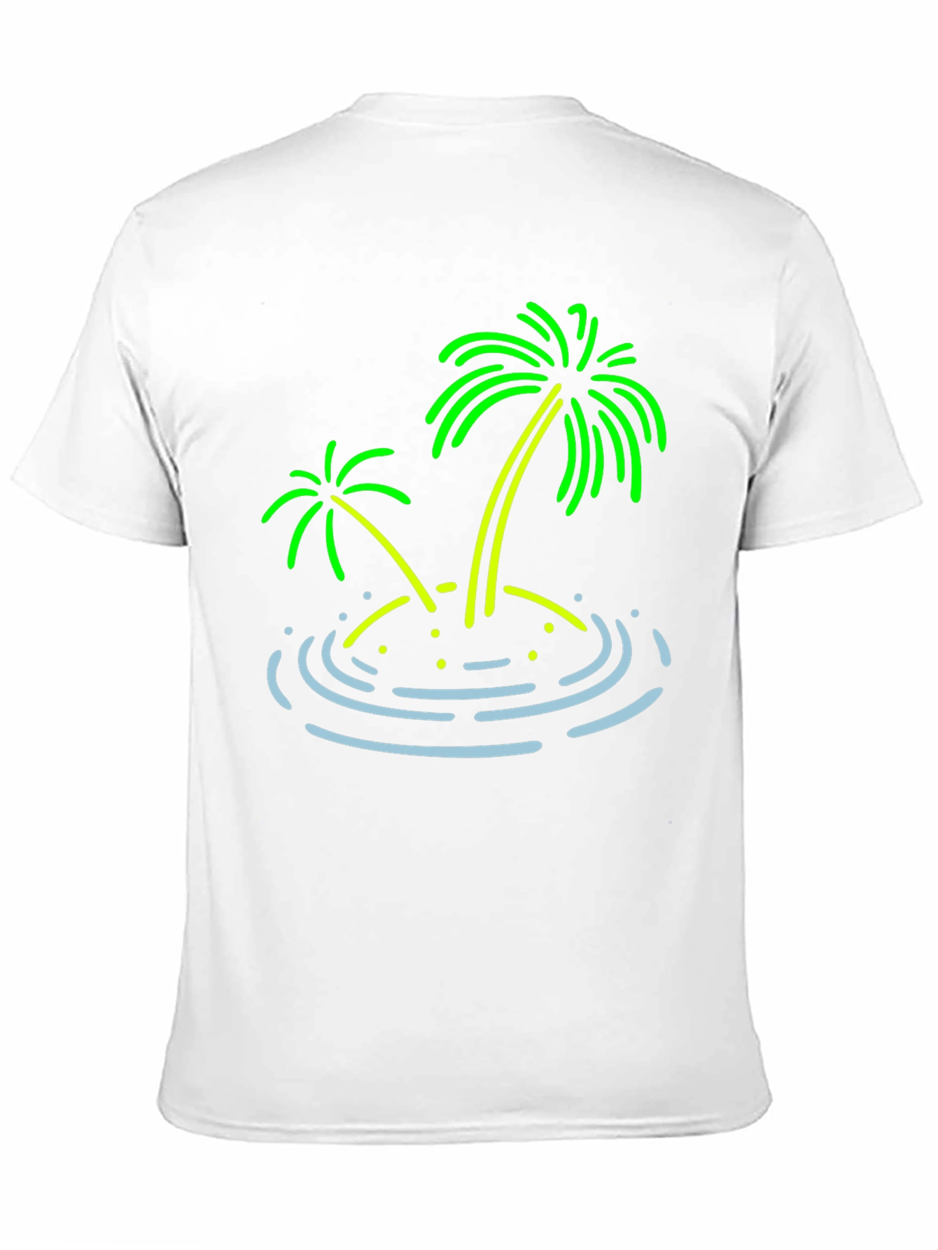Island Palm Tree Graphic Tee - Black Cotton T-Shirt