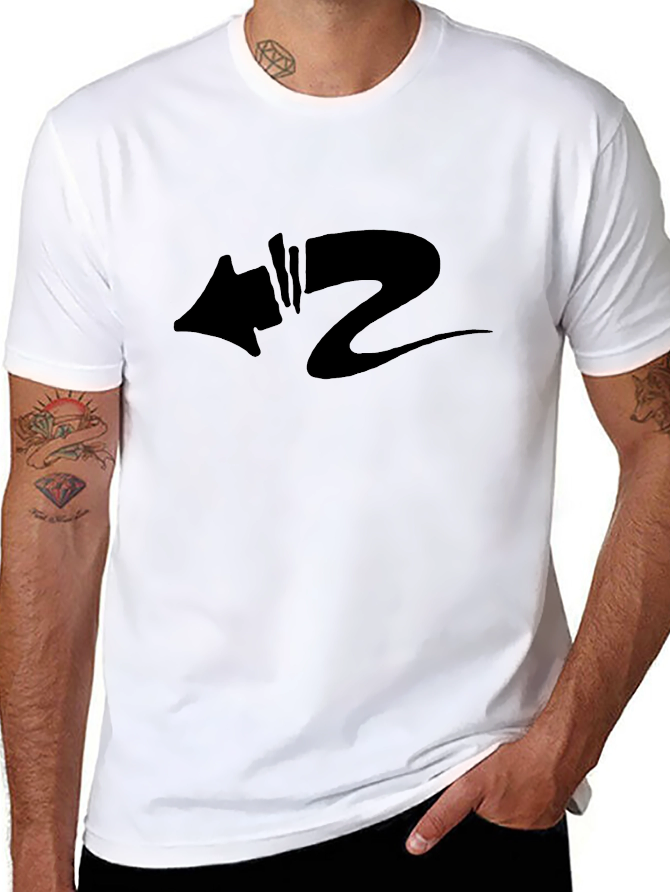 Black Graphic Tee - Abstract Arrow Design