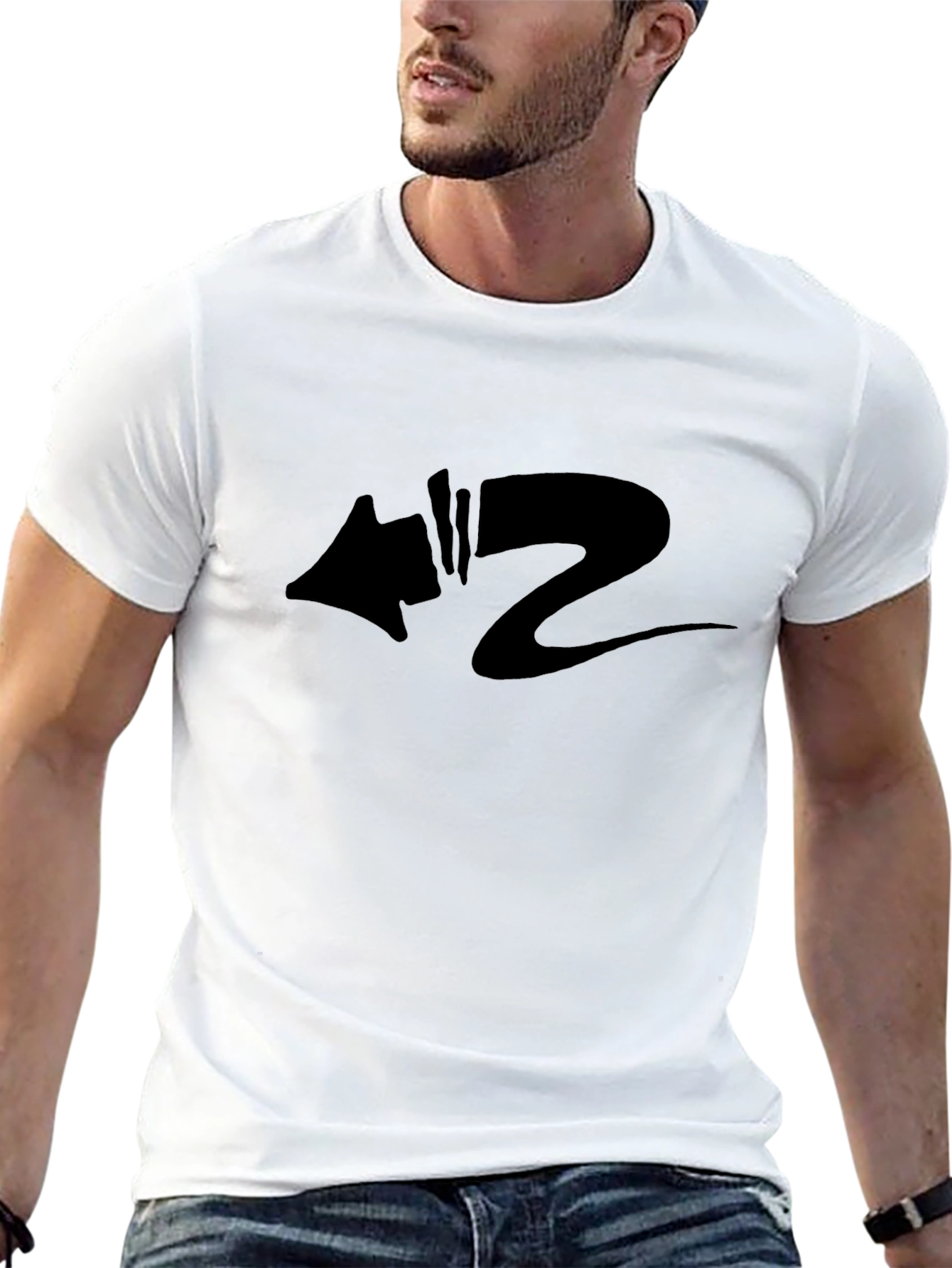 Black Graphic Tee - Abstract Arrow Design