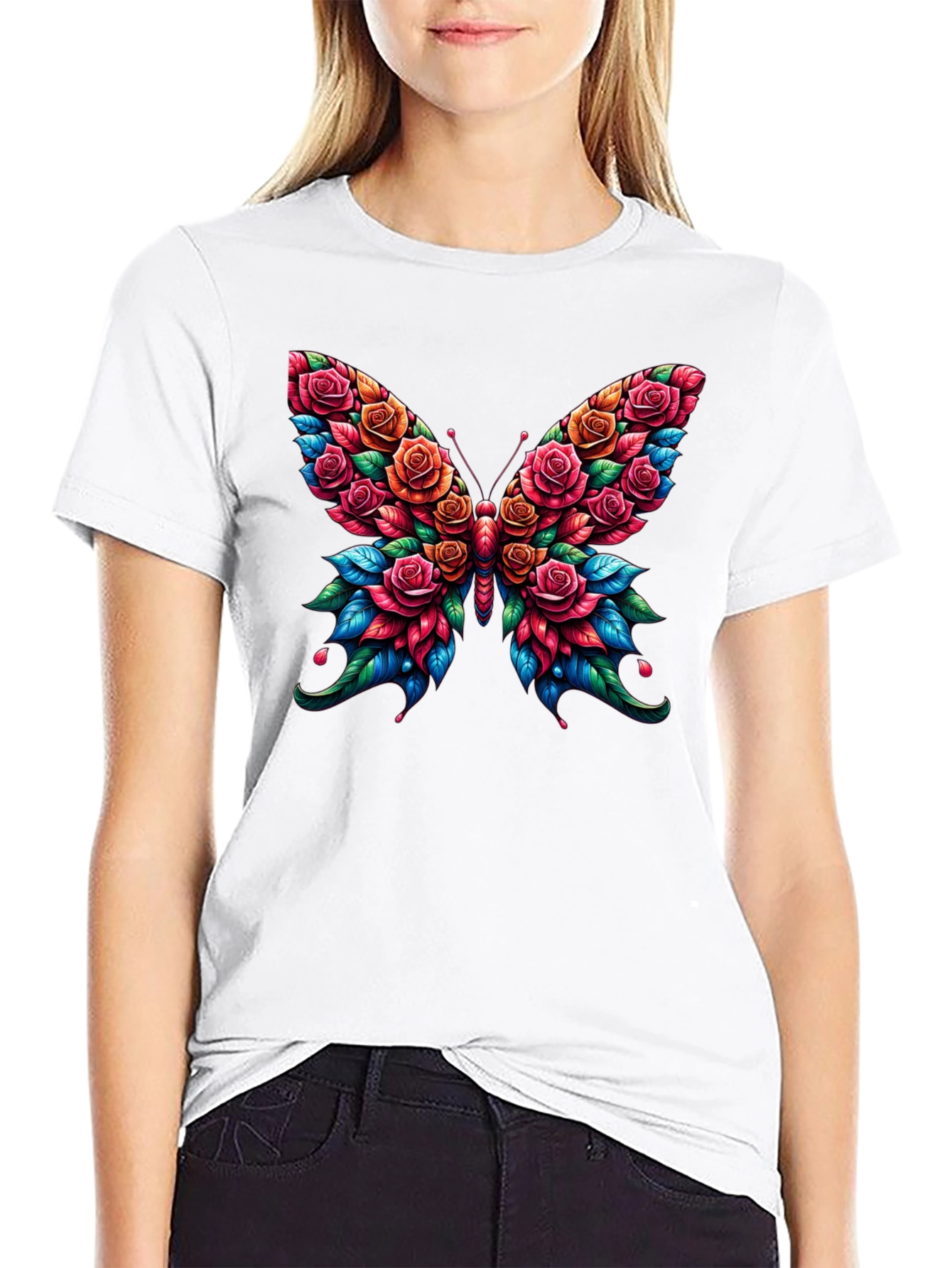Floral Butterfly Graphic Tee - Unique Design