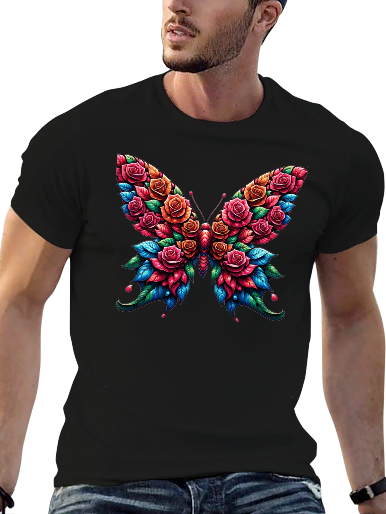 Floral Butterfly Graphic Tee - Unique Design