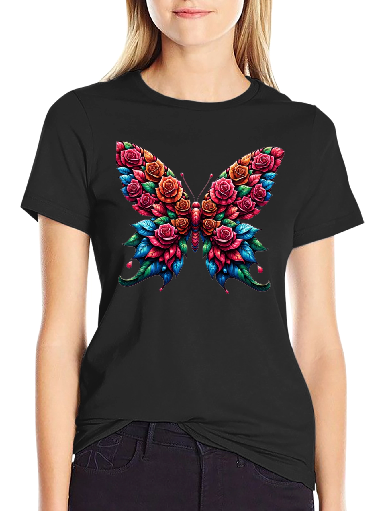 Floral Butterfly Graphic Tee - Unique Design