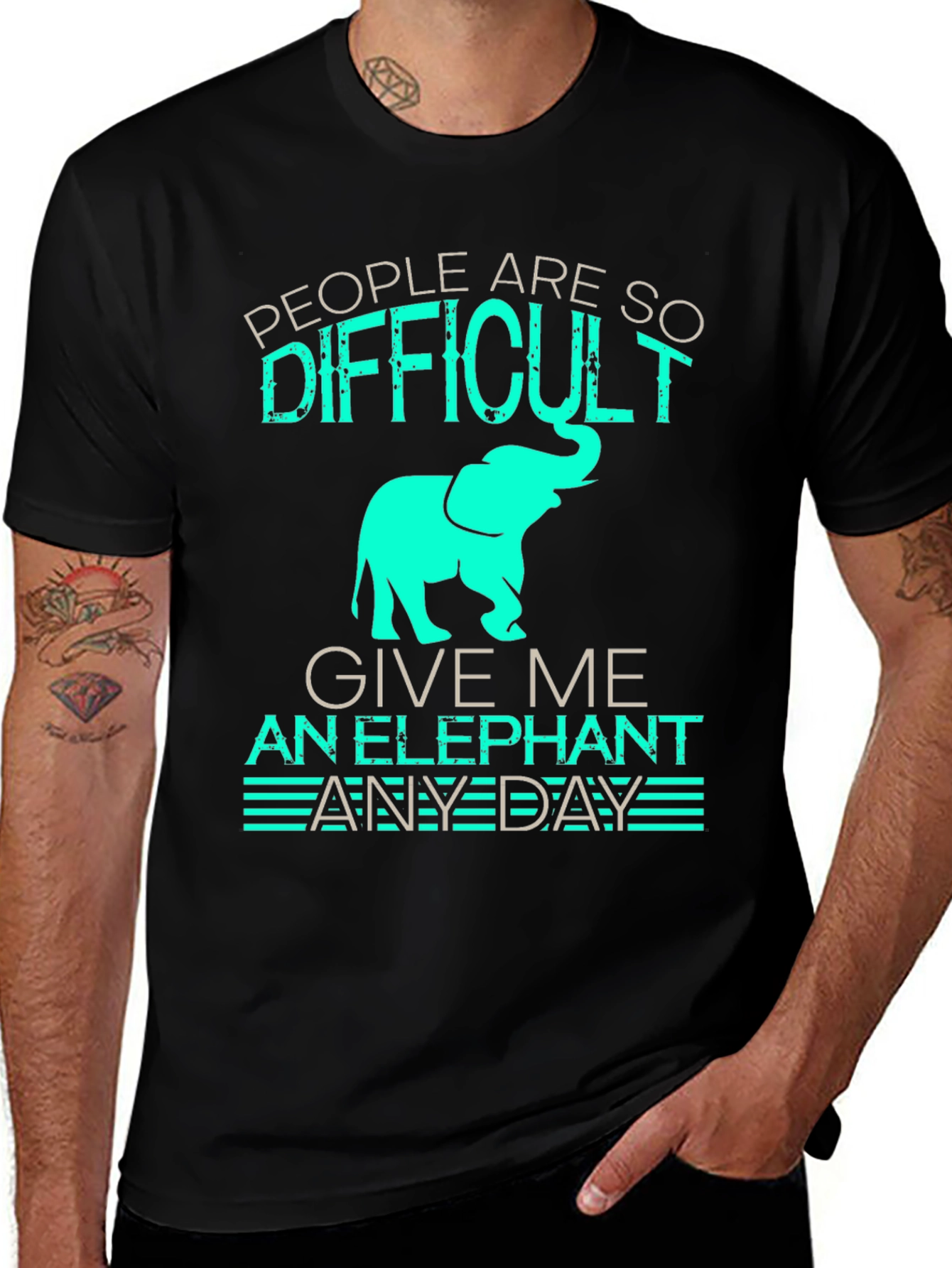 Difficult People Give Me An Elephant Black T-Shirt