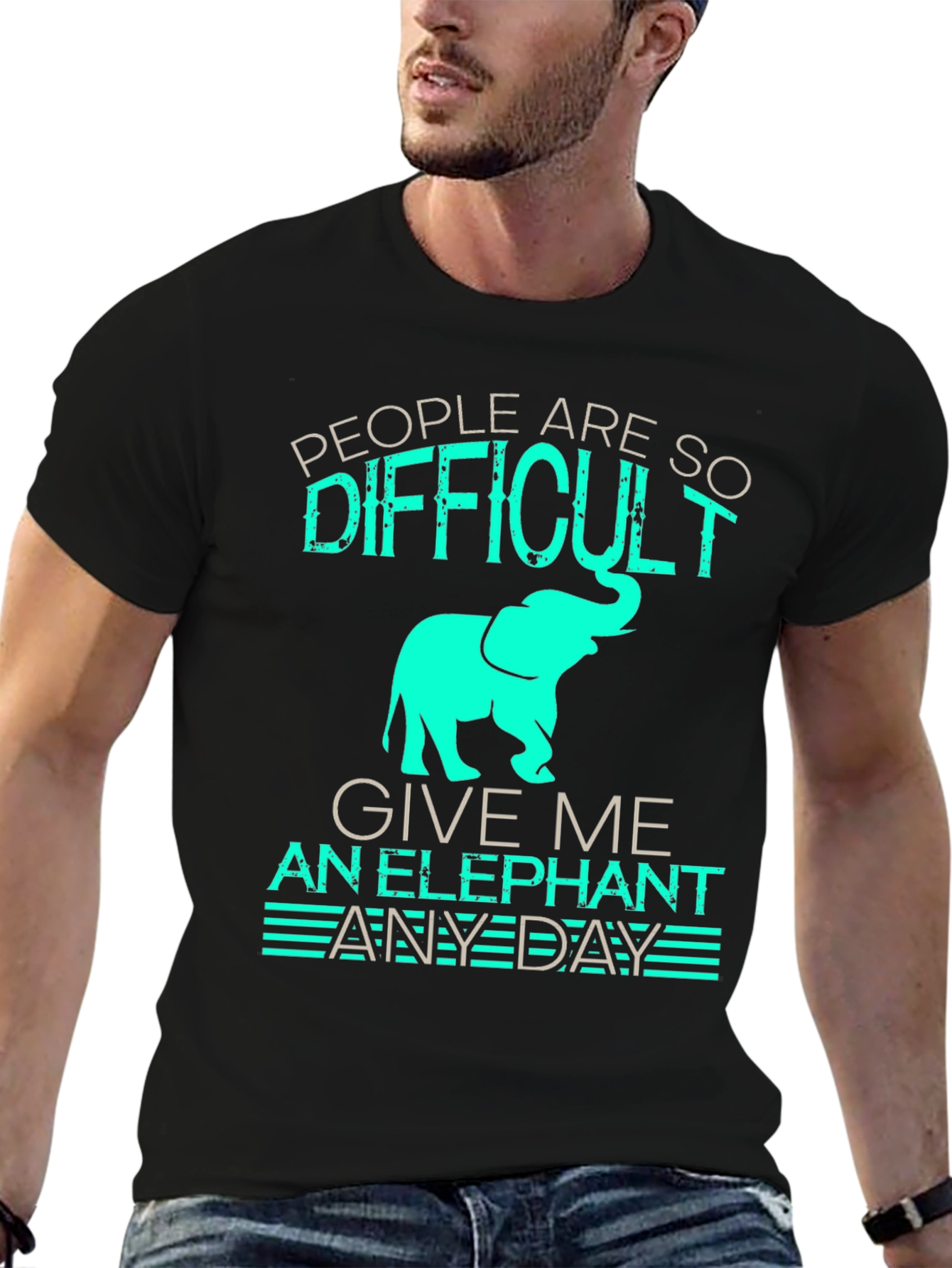 Difficult People Give Me An Elephant Black T-Shirt