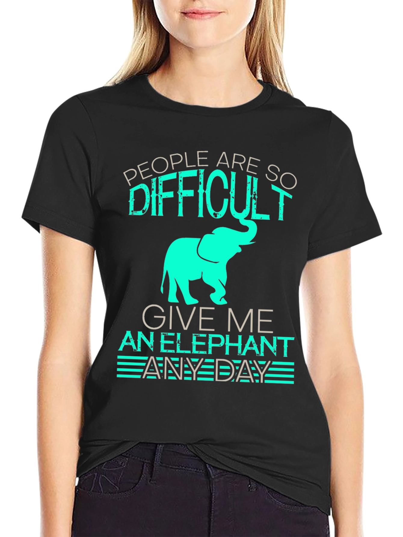 Difficult People Give Me An Elephant Black T-Shirt