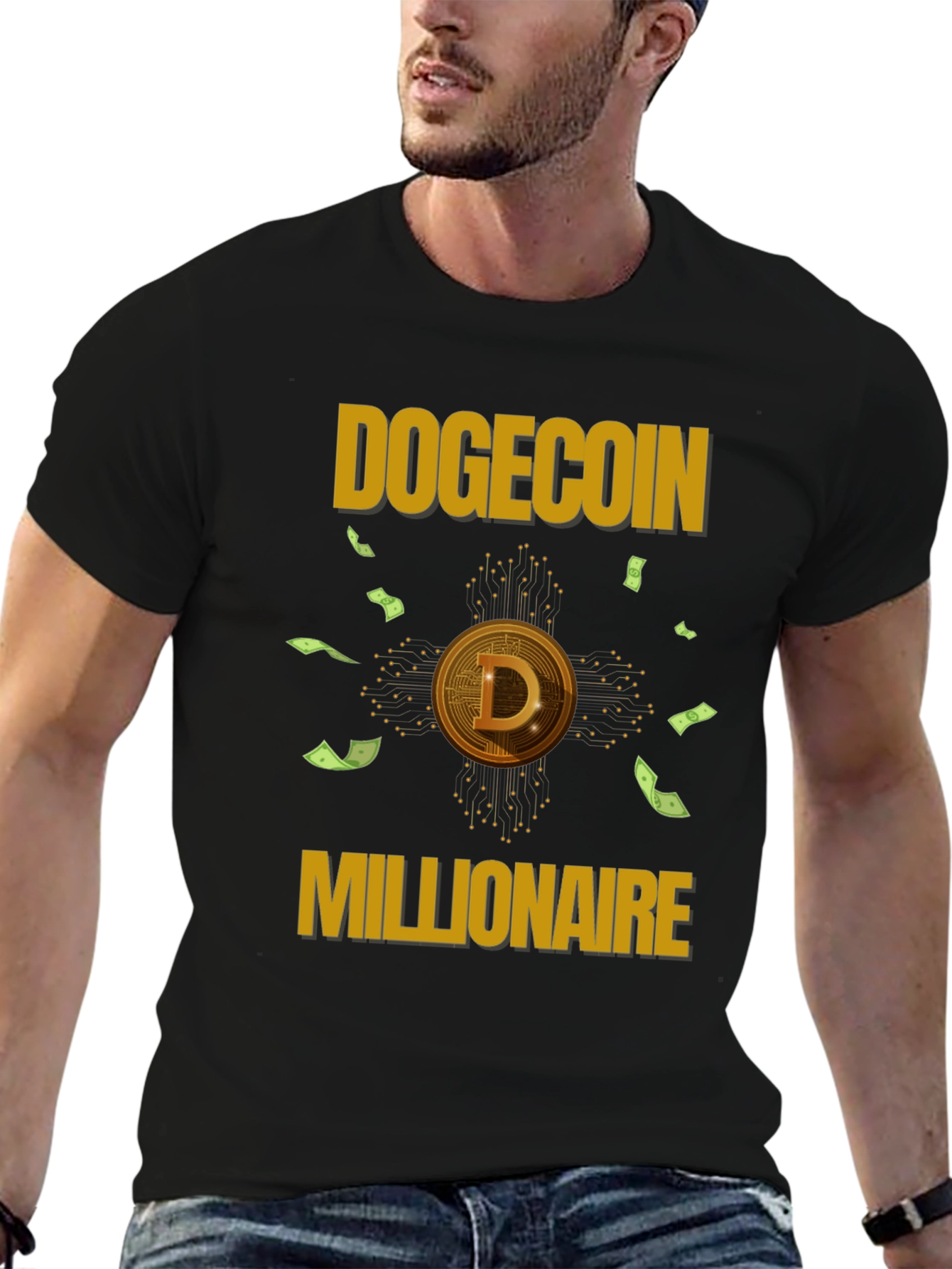 Dogecoin Millionaire Black T-Shirt