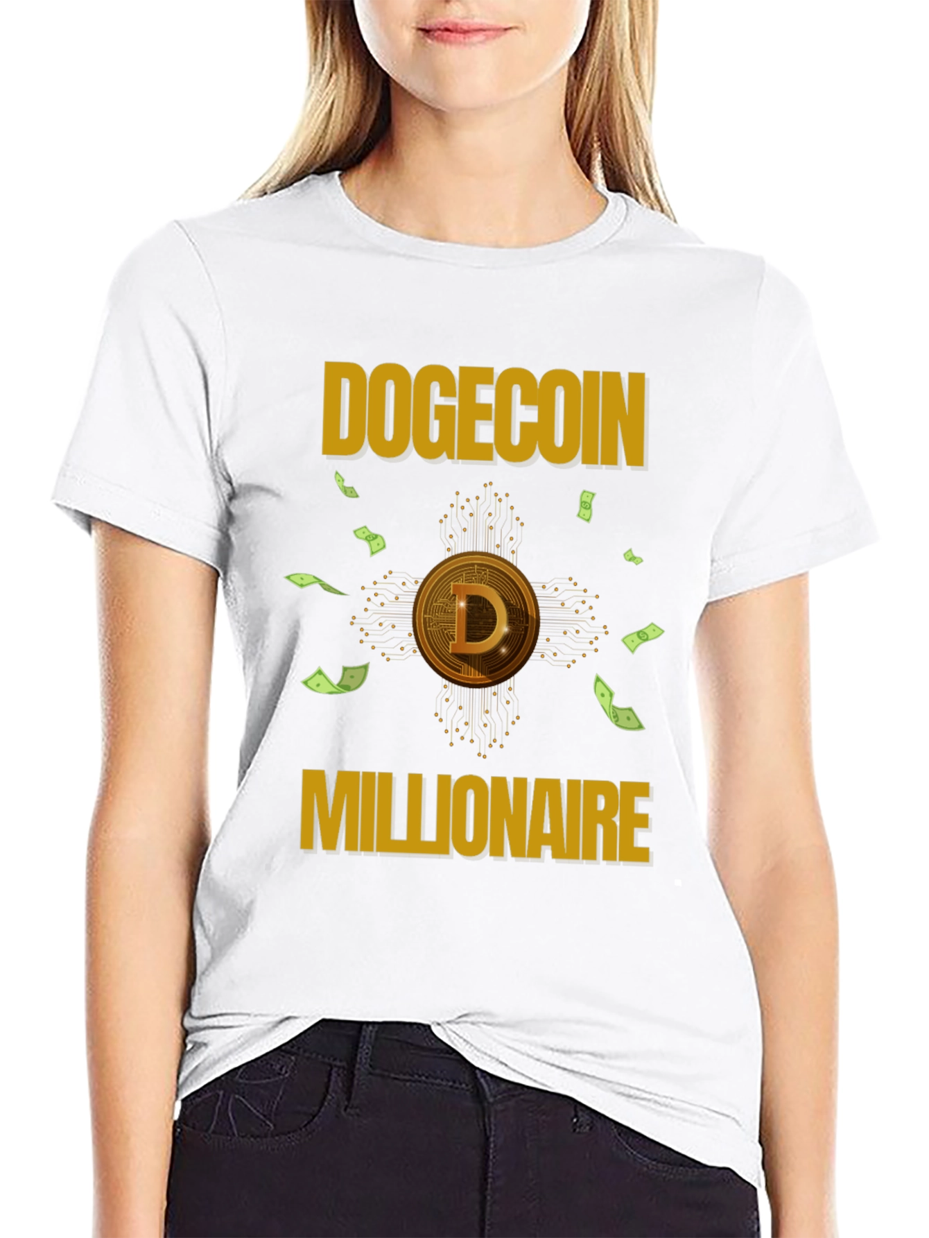 Dogecoin Millionaire Black T-Shirt