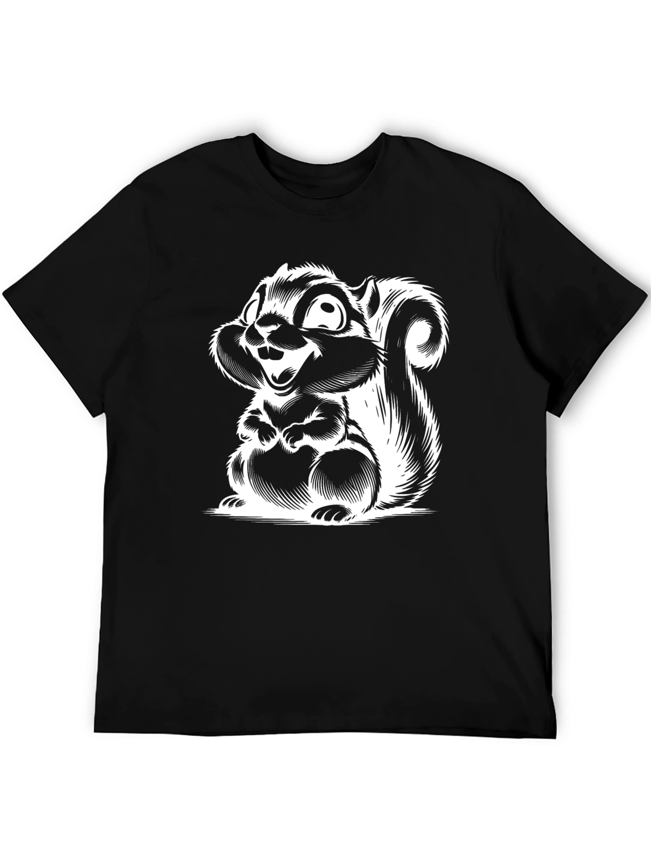 Squirrel Graphic Tee - Black Cotton T-Shirt