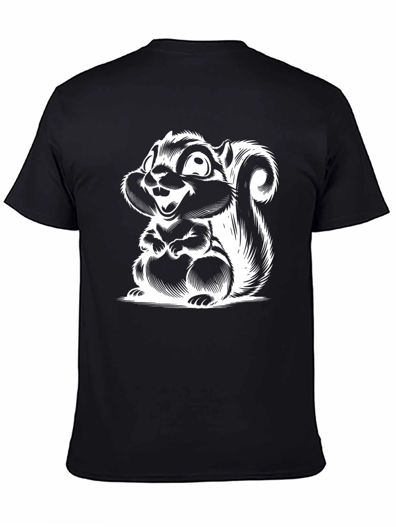Squirrel Graphic Tee - Black Cotton T-Shirt