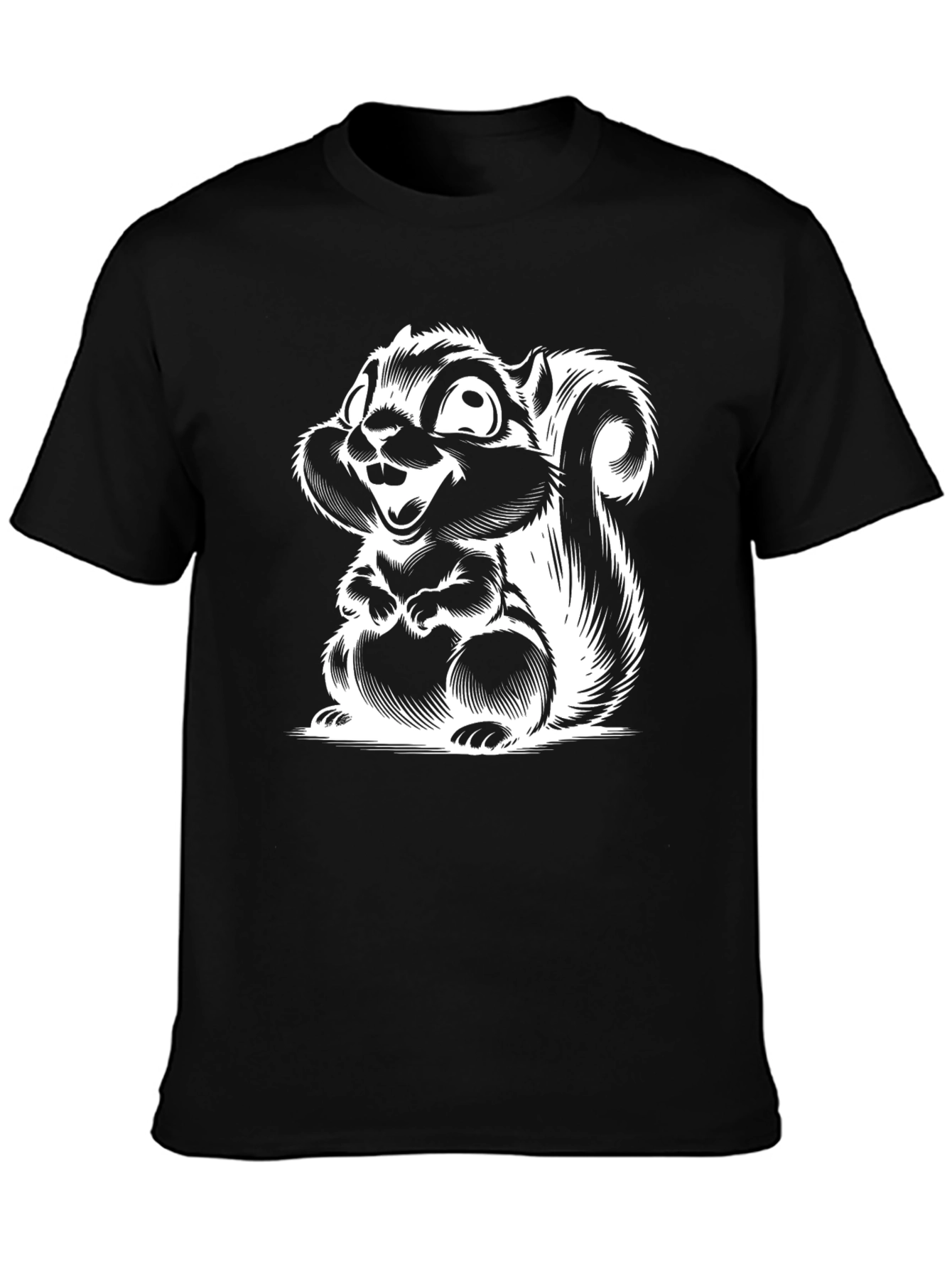Squirrel Graphic Tee - Black Cotton T-Shirt
