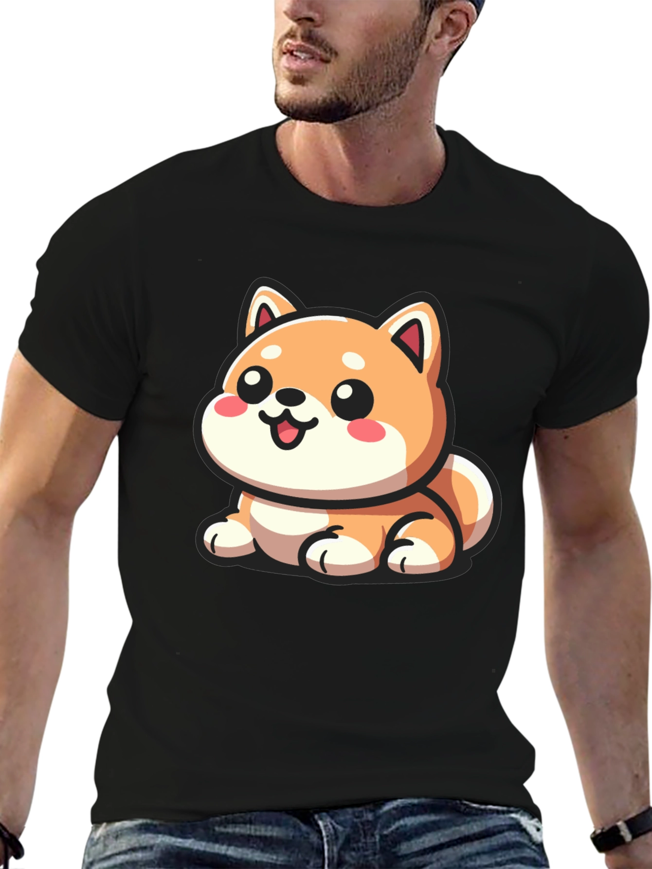 Cute Cartoon Shiba Inu Dog Graphic T-Shirt