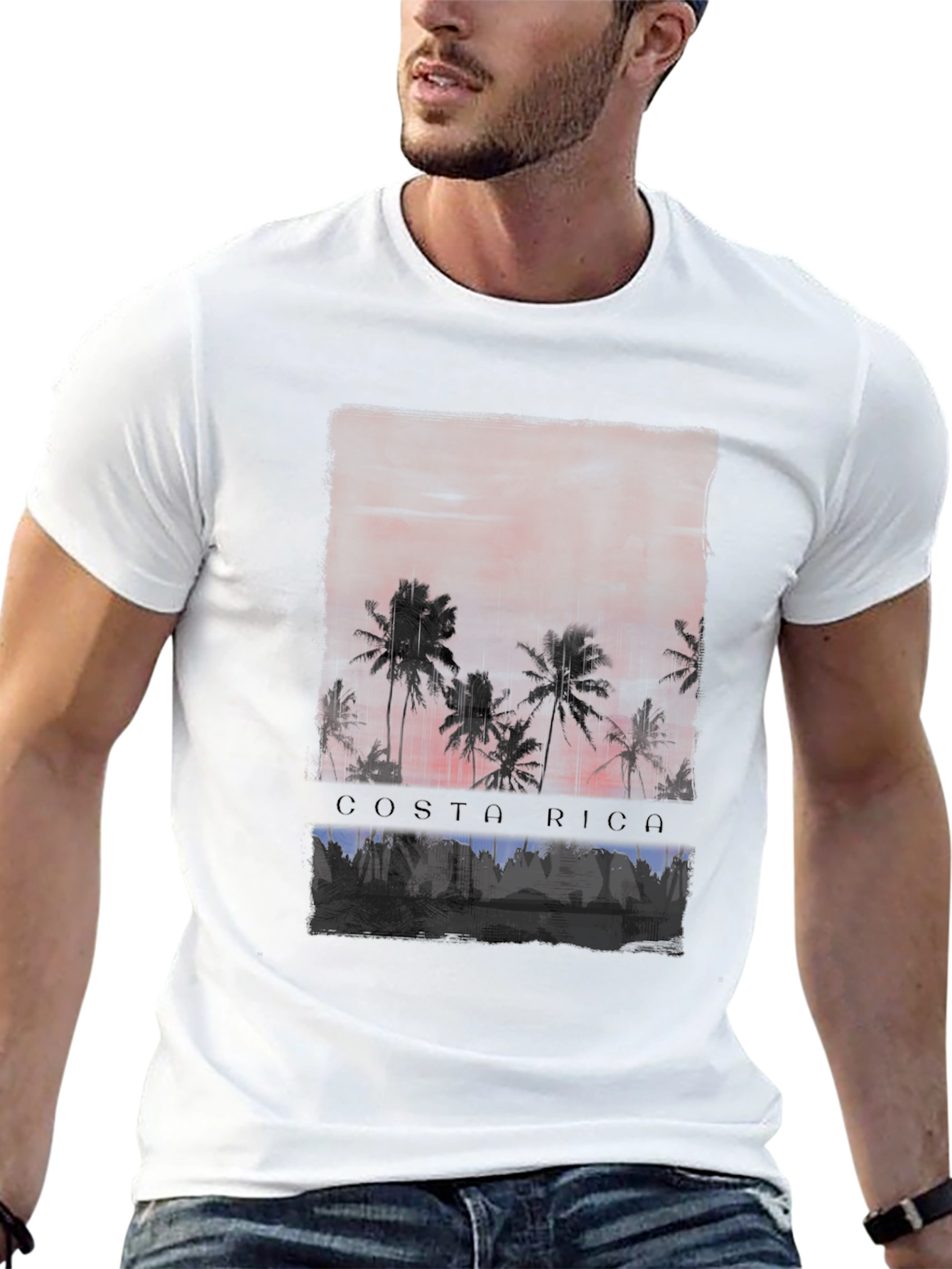 Costa Rica Palm Sunset Graphic Tee - Black