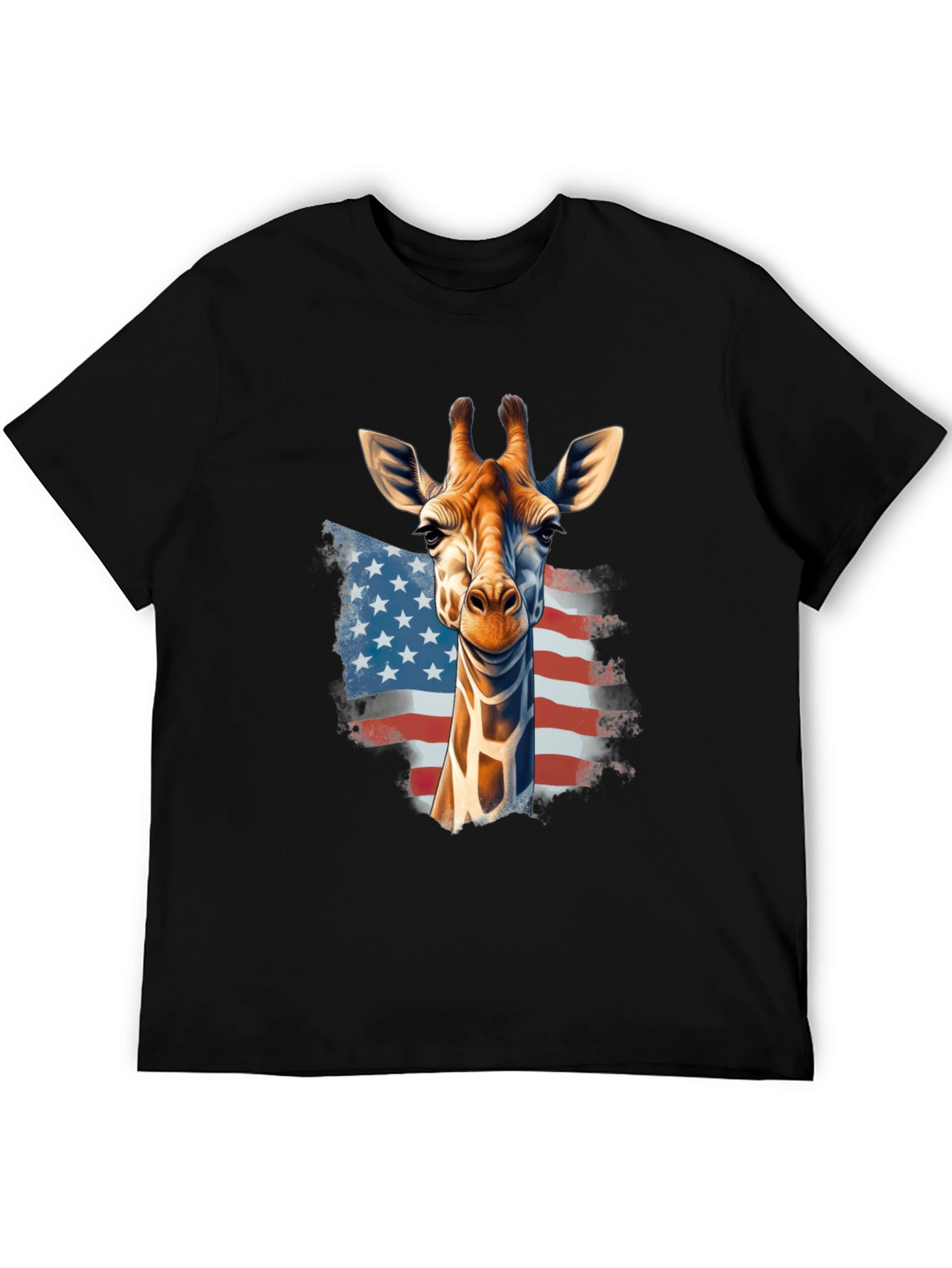 Giraffe USA Flag Graphic T-Shirt