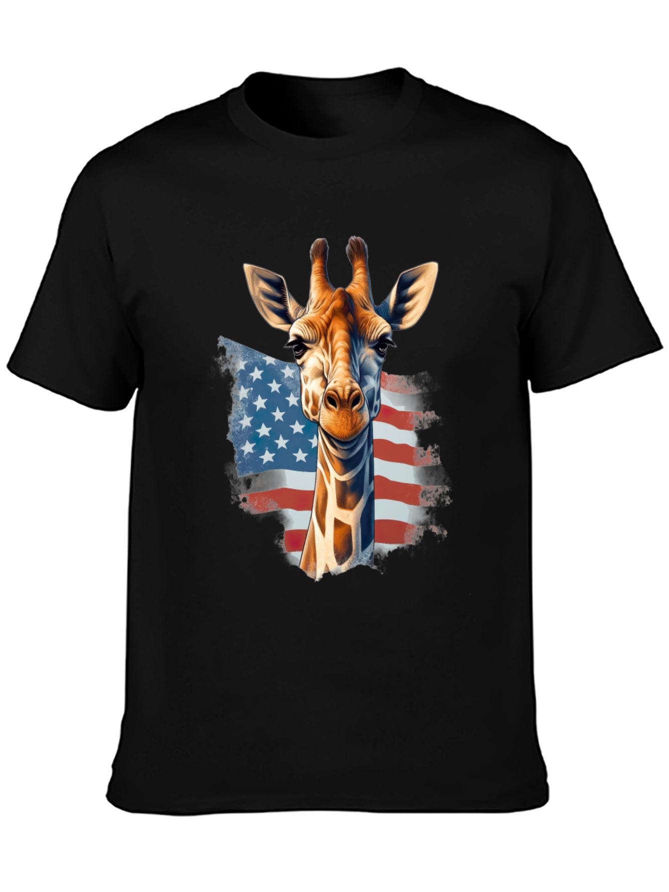 Giraffe USA Flag Graphic T-Shirt