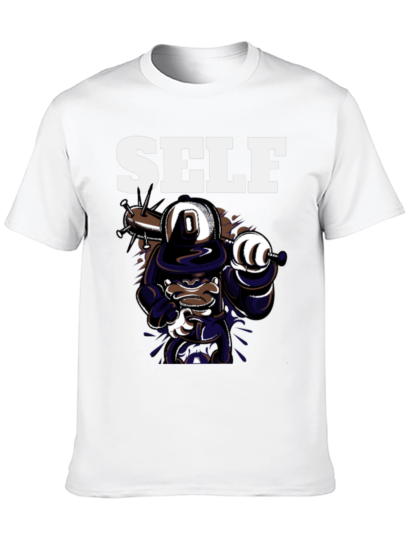Self Cartoon Graphic Black T-Shirt