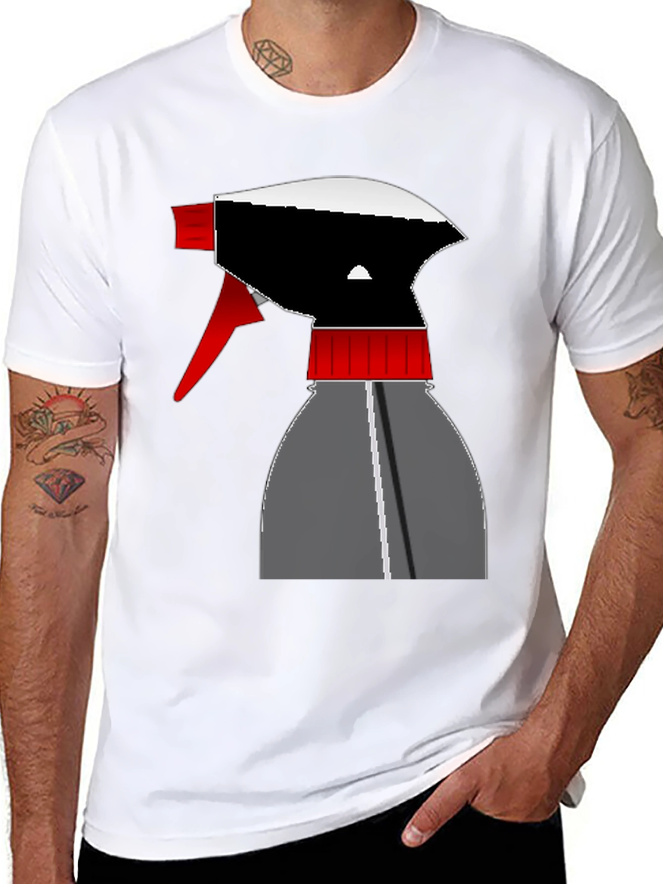 Spray Bottle Graphic Tee - Black Cotton Shirt