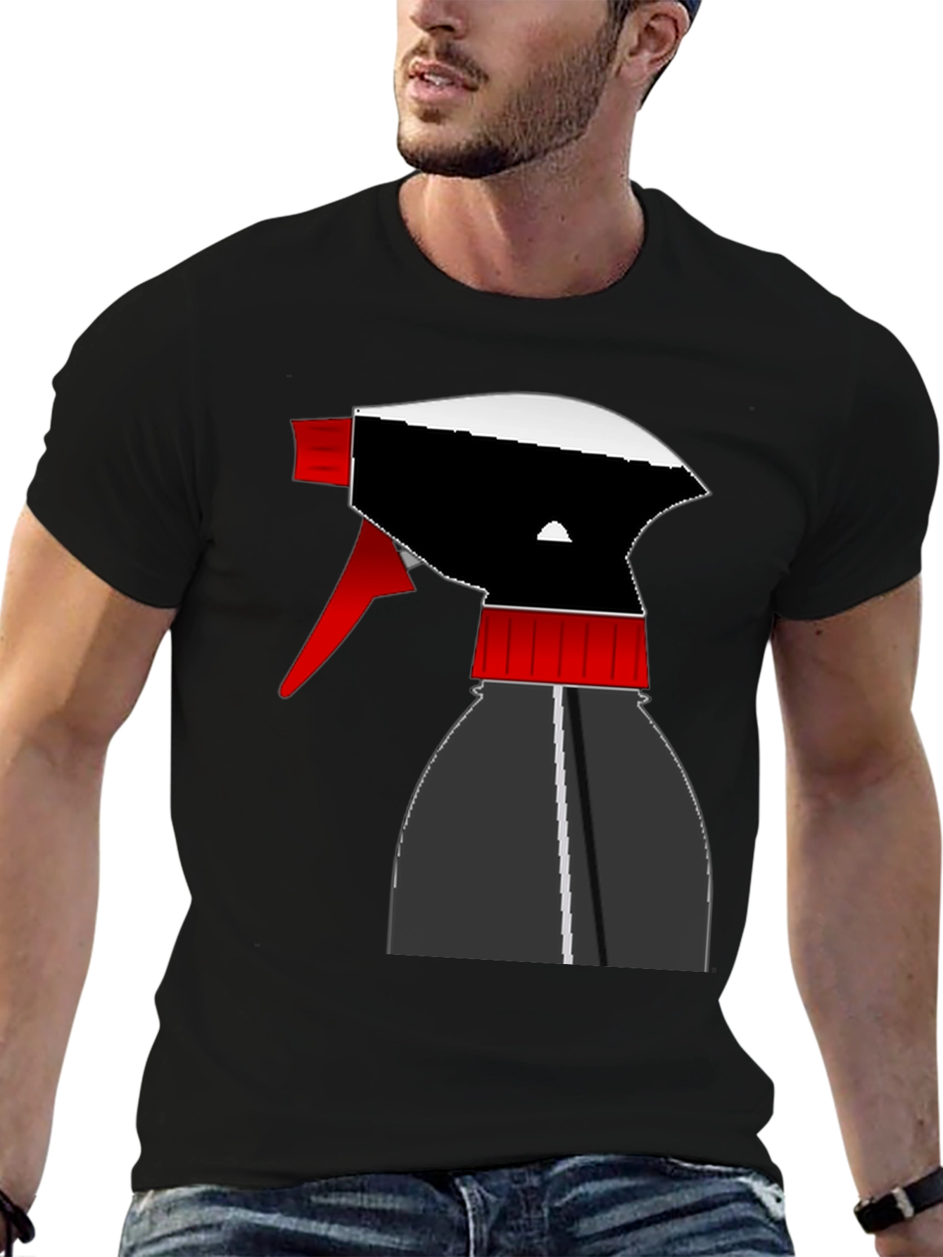 Spray Bottle Graphic Tee - Black Cotton Shirt