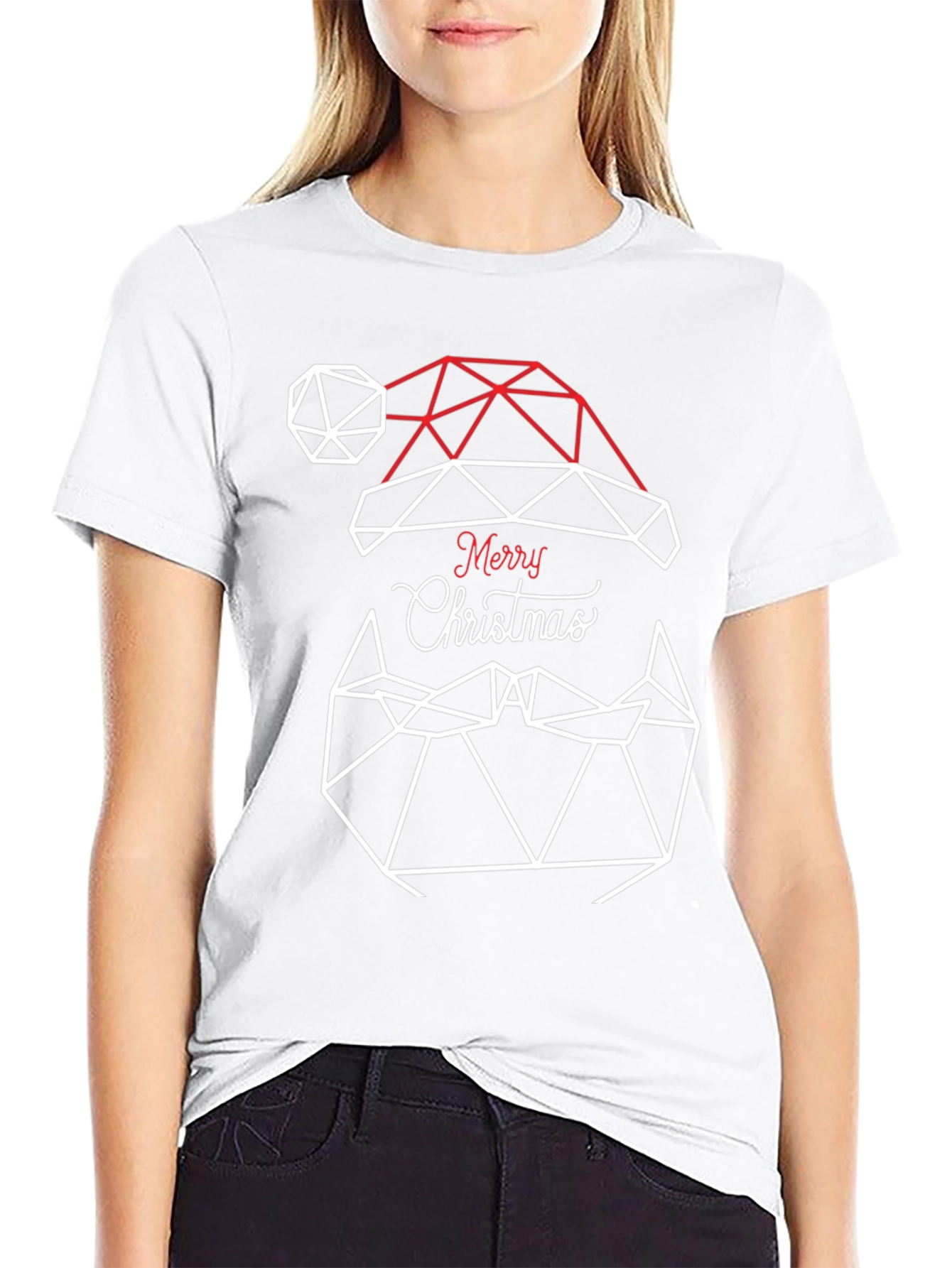 Geometric Santa Hat Christmas T-Shirt