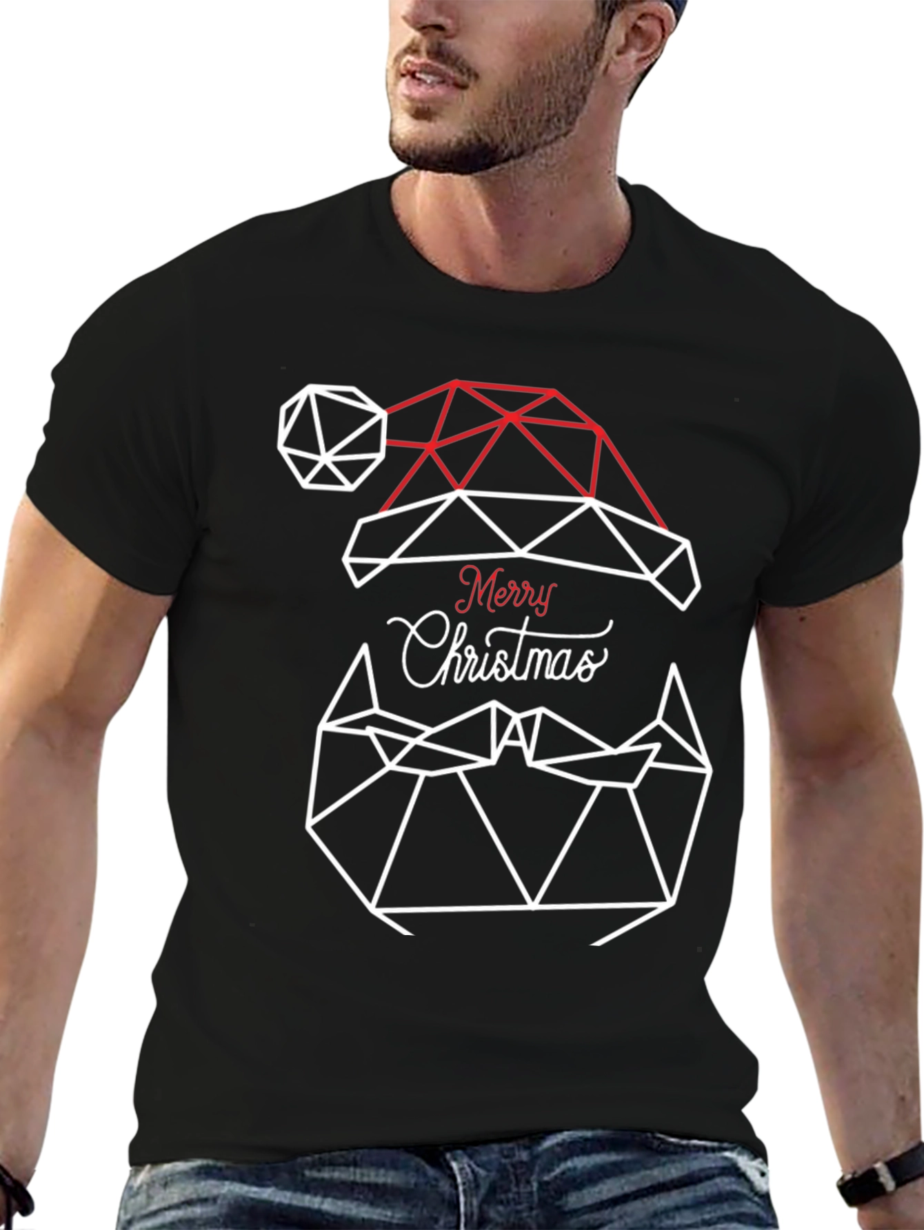 Geometric Santa Hat Christmas T-Shirt