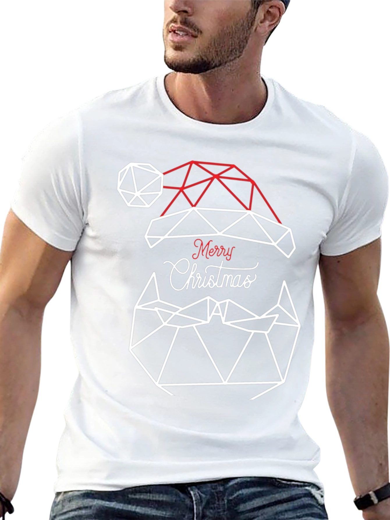 Geometric Santa Hat Christmas T-Shirt