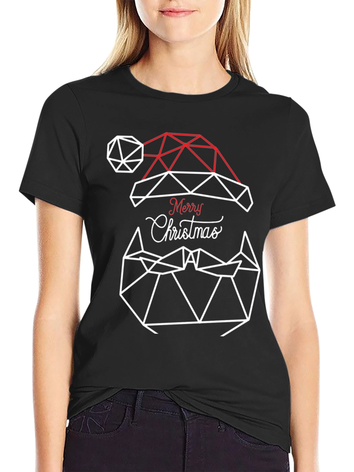 Geometric Santa Hat Christmas T-Shirt