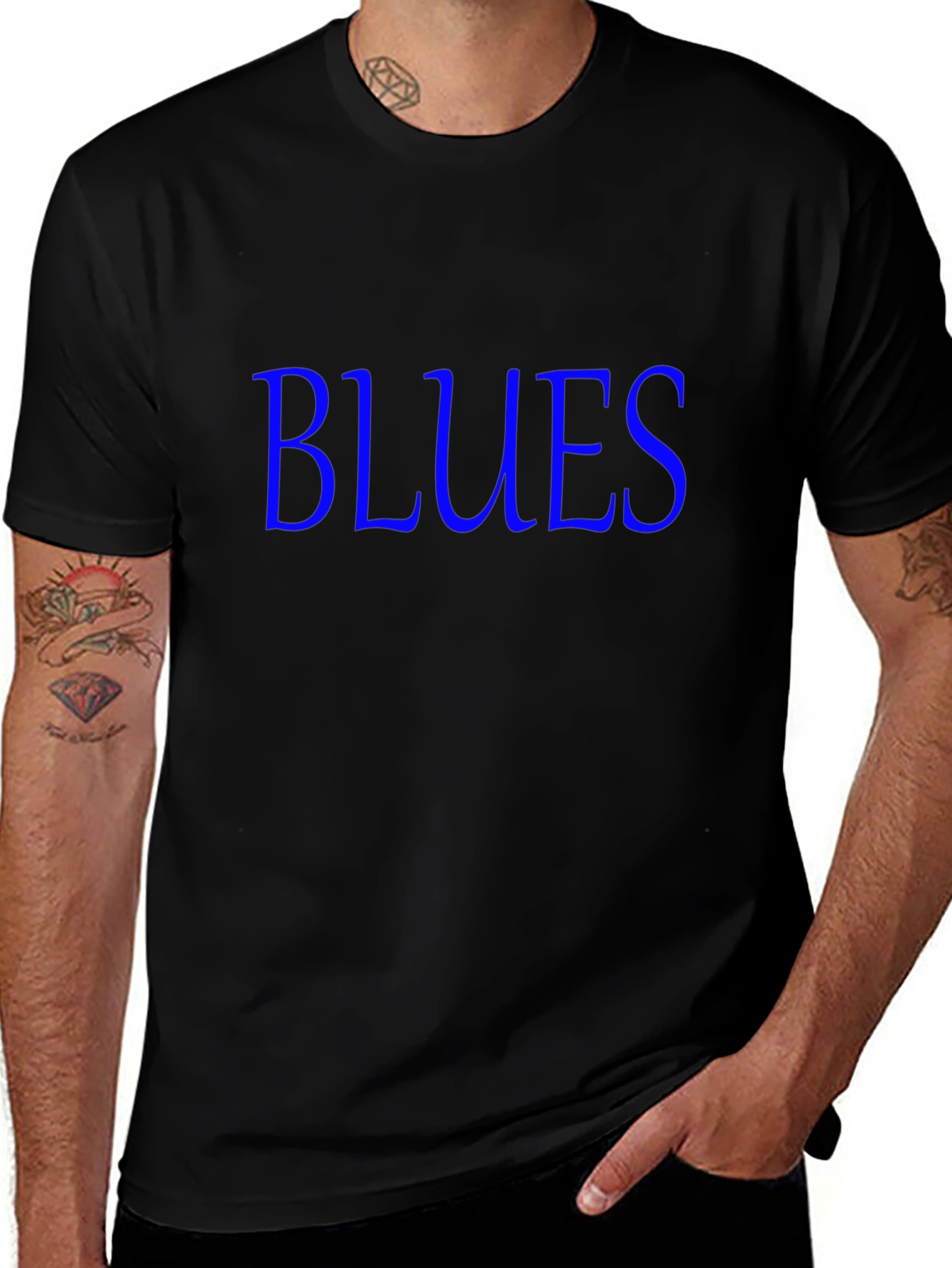 Blues Graphic Print Black T-Shirt
