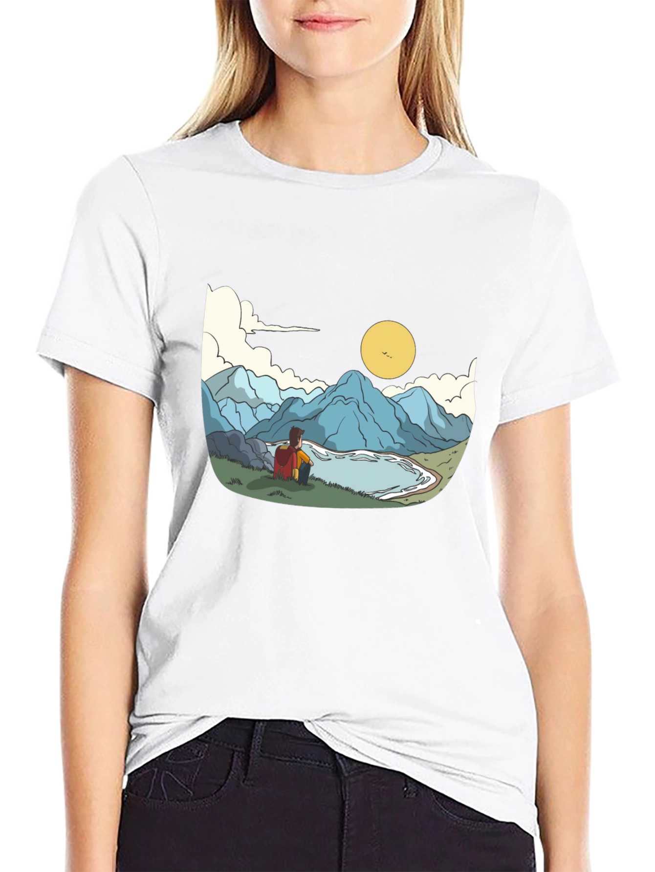 Mountain View Graphic Tee - Black Cotton Casual Shirt