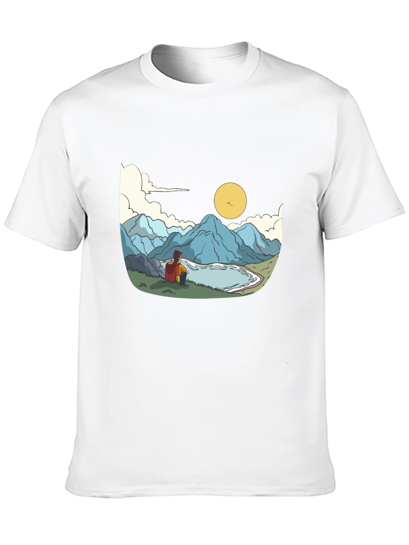 Mountain View Graphic Tee - Black Cotton Casual Shirt