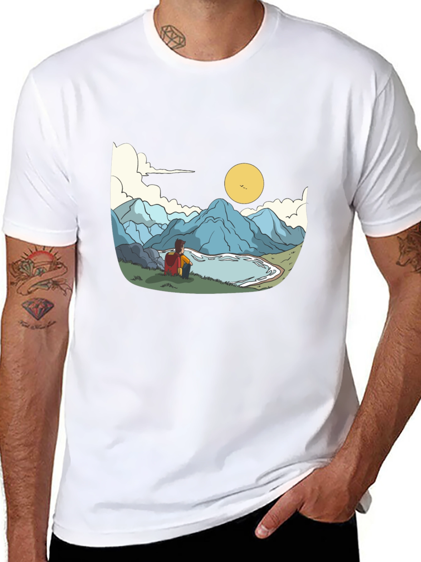 Mountain View Graphic Tee - Black Cotton Casual Shirt