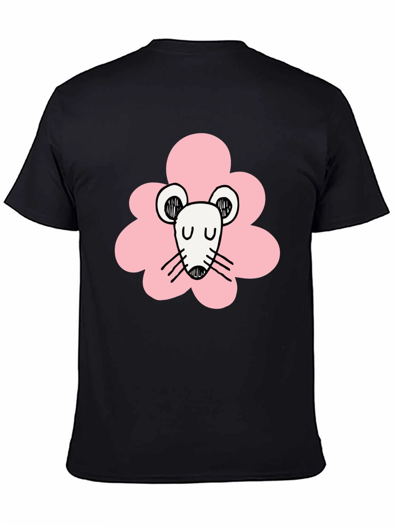 Cute Mouse Graphic Black T-Shirt