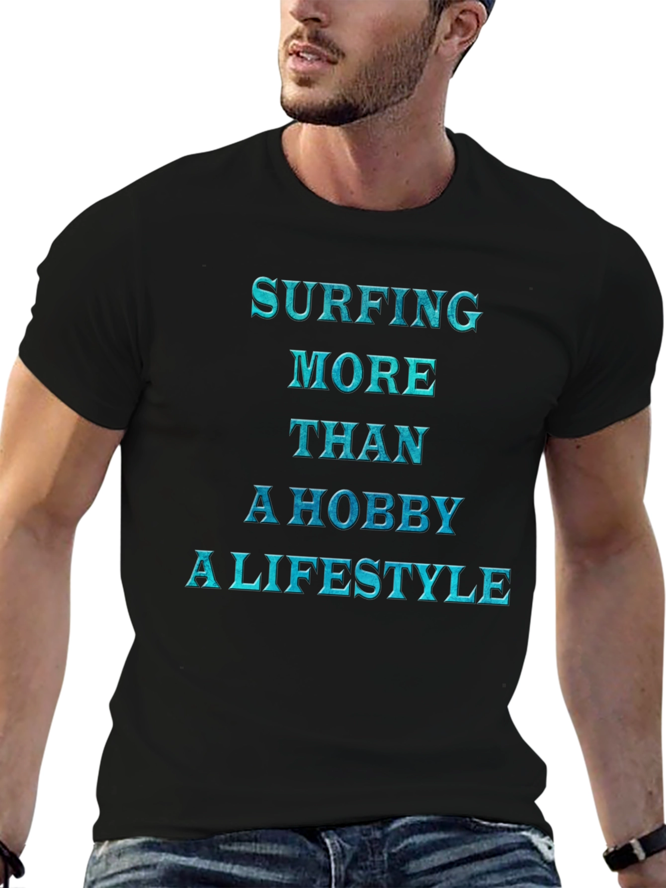 Surfing Lifestyle Graphic Tee - Mens Black T-Shirt