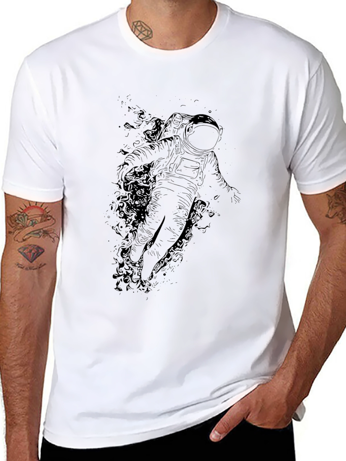 Astronaut Graphic Print Black T-Shirt