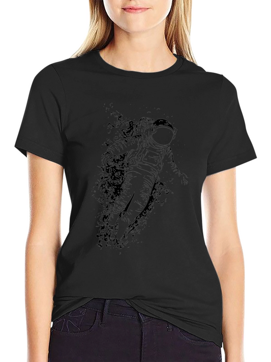 Astronaut Graphic Print Black T-Shirt