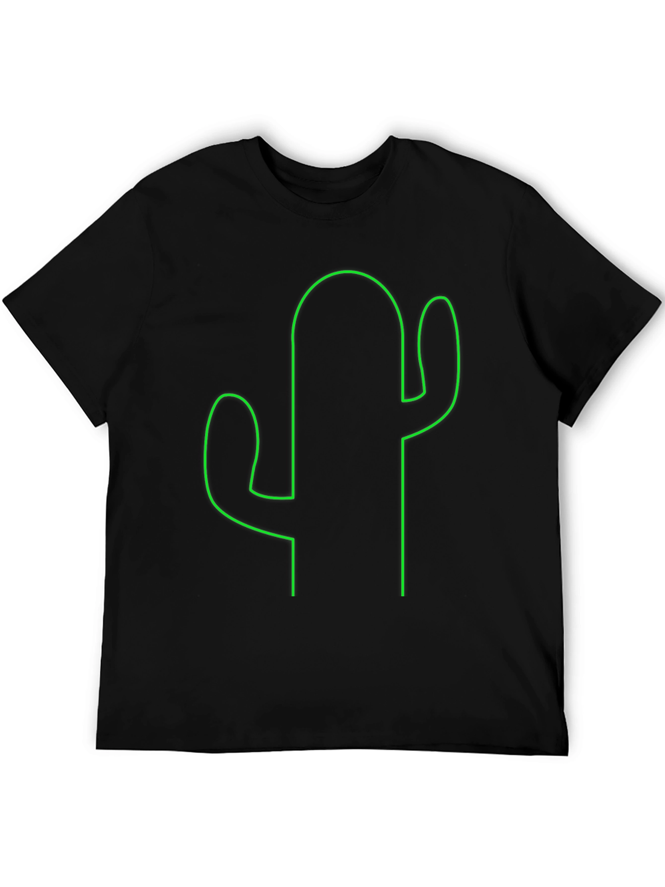 Cactus Outline Graphic Tee - Soft Black T-Shirt