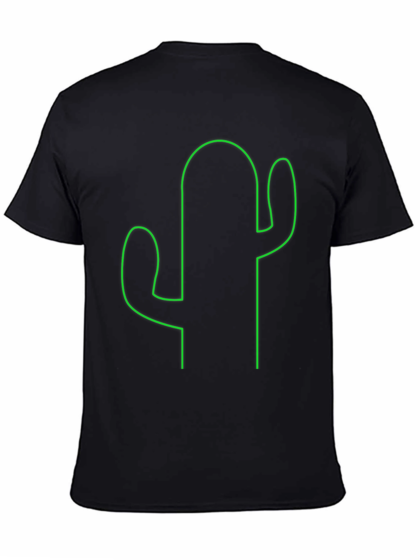 Cactus Outline Graphic Tee - Soft Black T-Shirt
