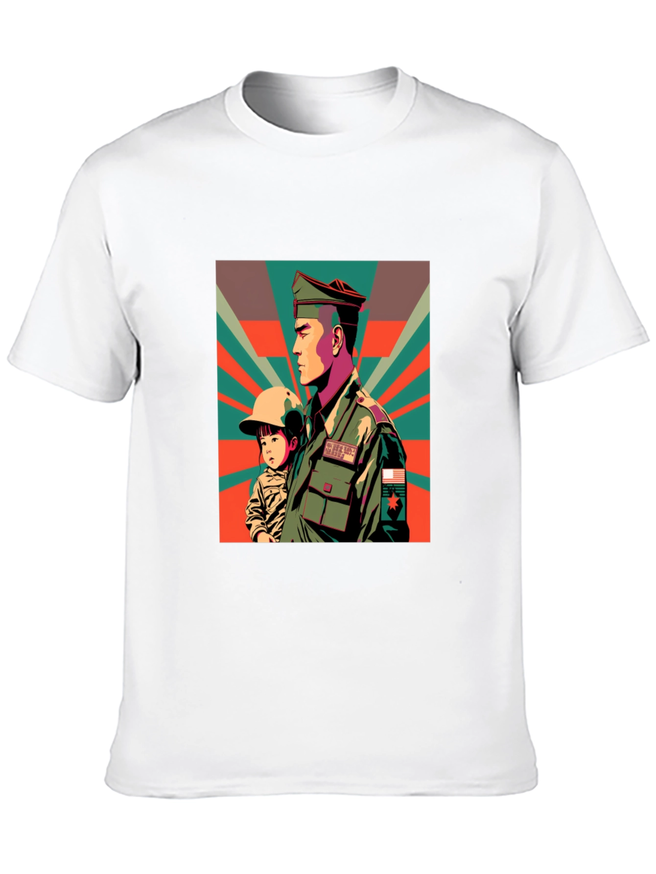 Retro Graphic Tee: Soldier & Child